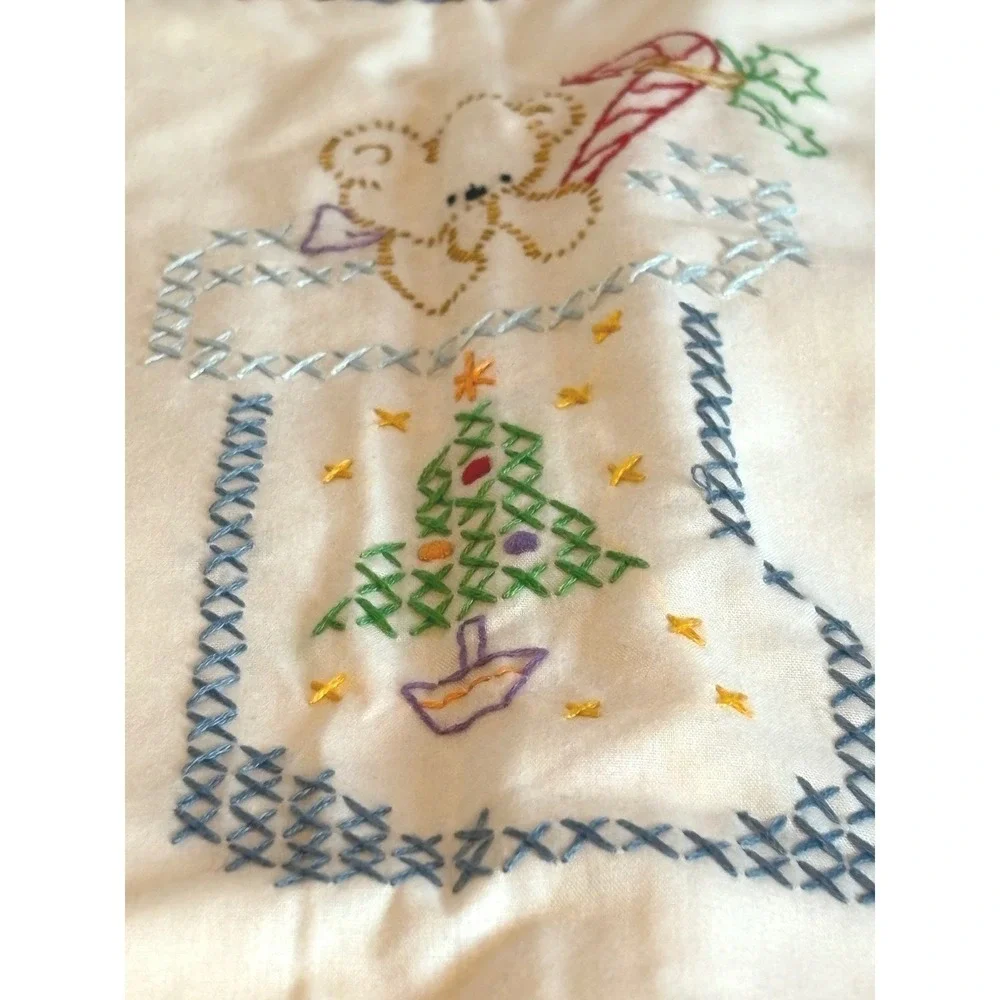 Hand Embroidered Quilt Decor Santa‎ Snowman Train Nutcracker Gift